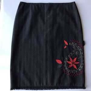 Sportmax Max Mara Gray Pinstripe Wool Pencil Skirt